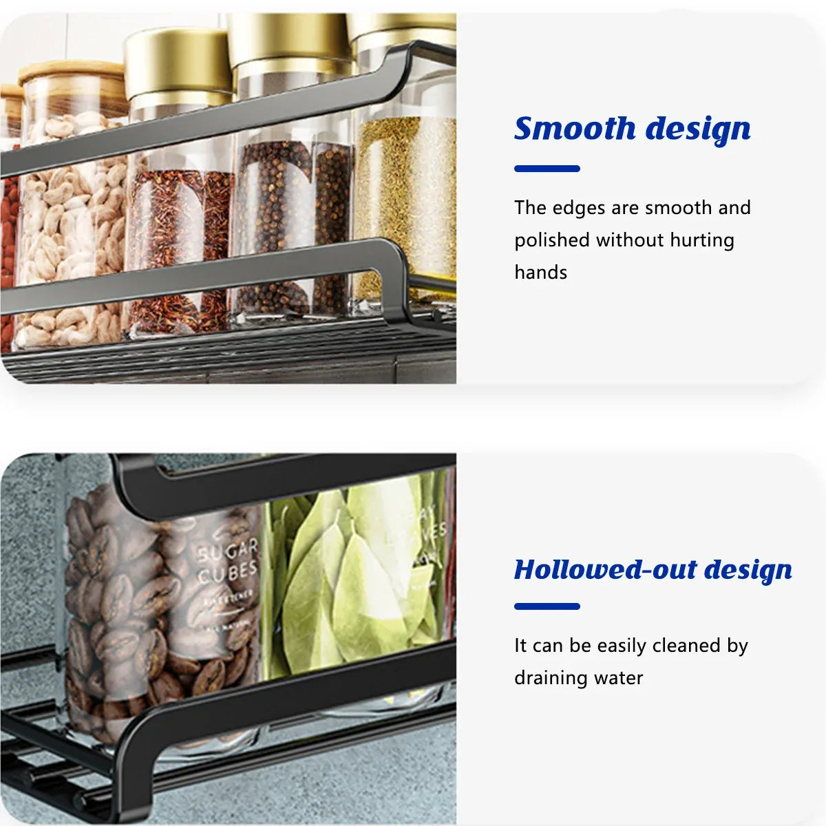 Seasoning Rack Set 4PCS Wall Mounted Spice Bottle Organizer Shelf for Kitchen