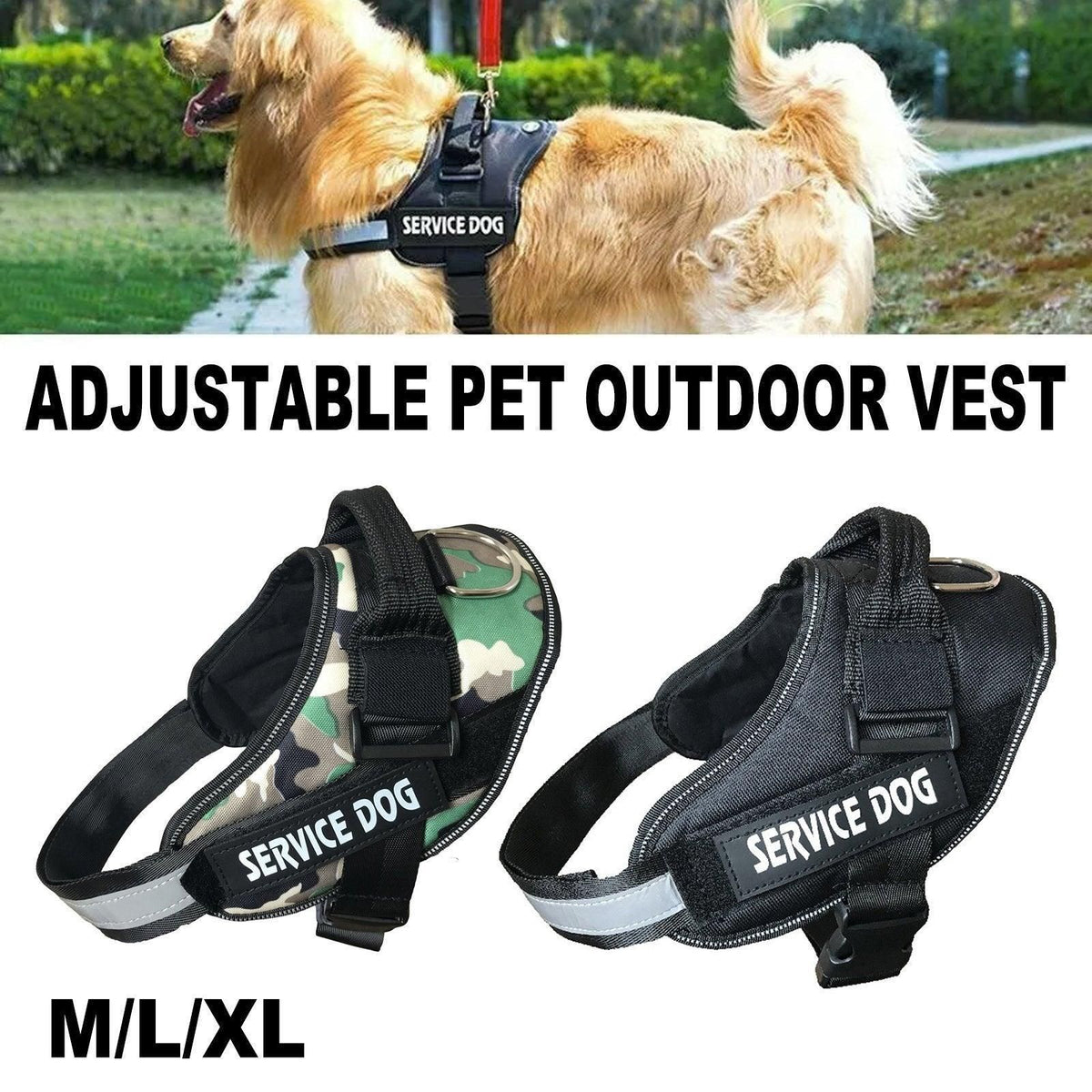 Adjustable Dog Vest Harness for Small Medium Dogs Comfortable No Pull Design - Black-XL