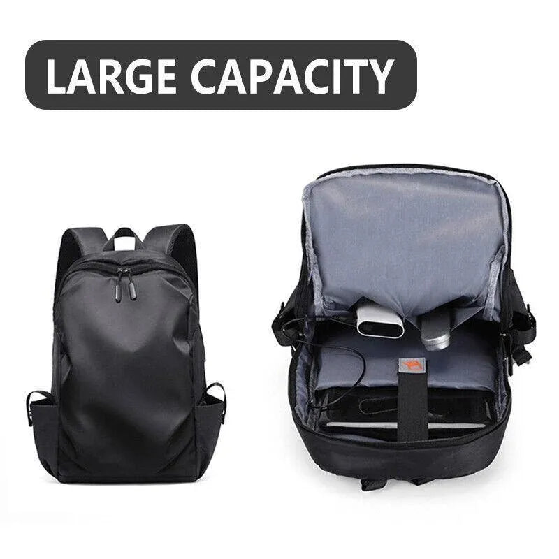 Mens Backpack Large Capacity Waterproof Schoolbag Laptop Work Travel Bag - Grey