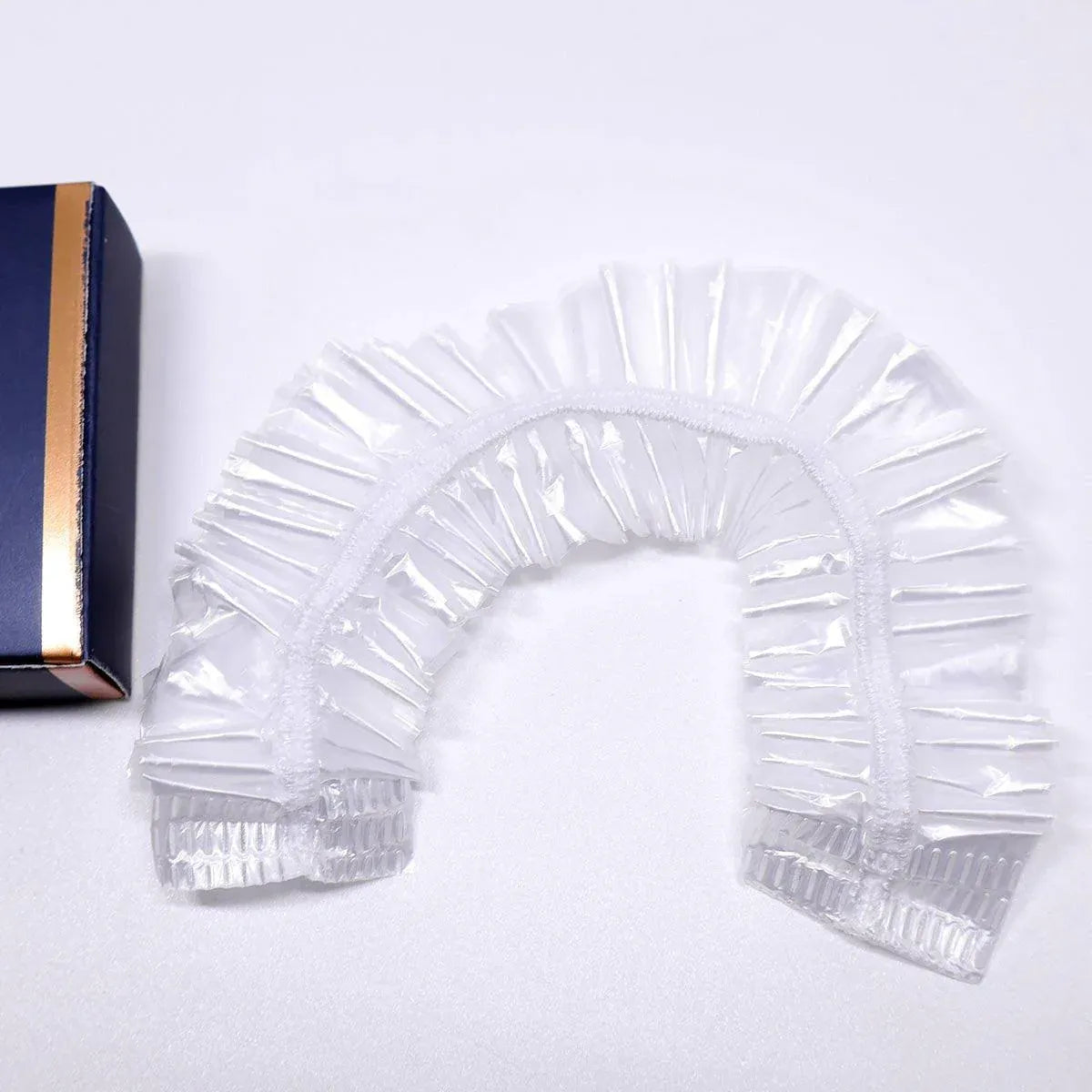 50pcs Transparent Shower Caps Individually Wrapped for Hotel Guesthouse Supplies - B