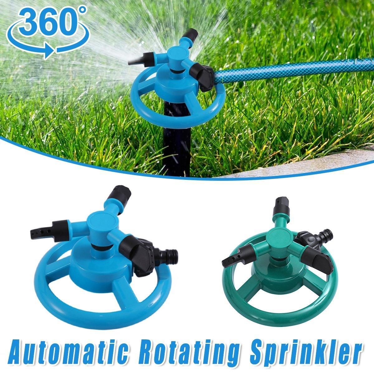 Small Disc Sprinkler 360 Degree Rotating Garden Sprayer Three Prong Spray Water - Green