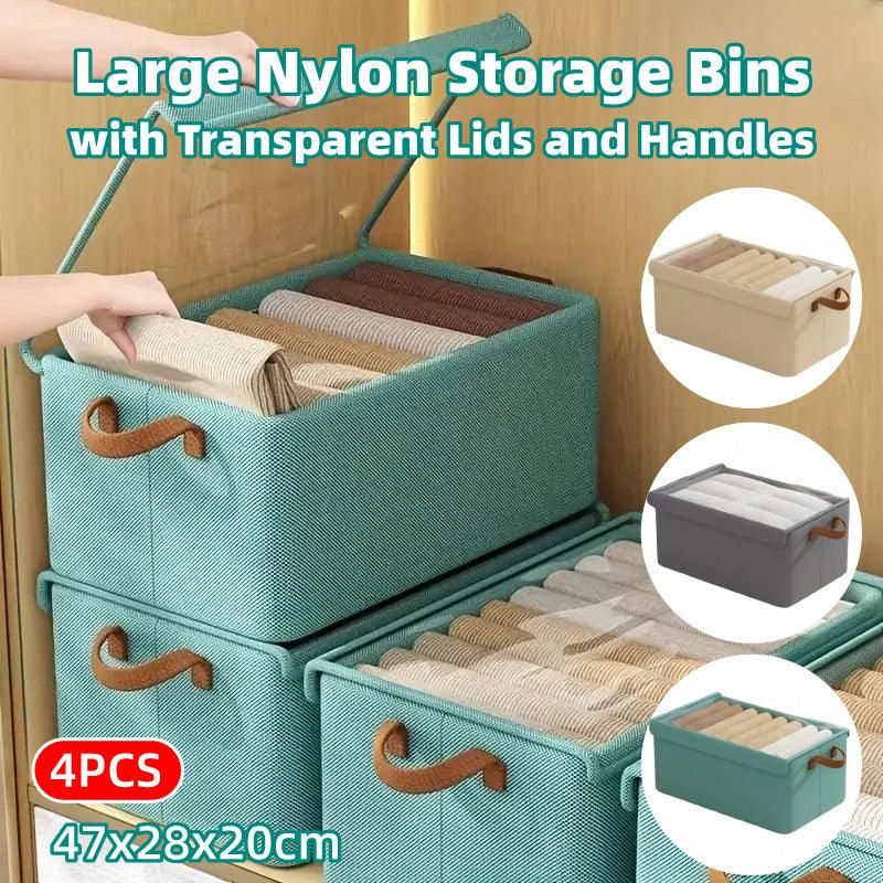 4pcs Foldable Clothes Storage Box Organizer Fabric Storage Box for Organization - Beige