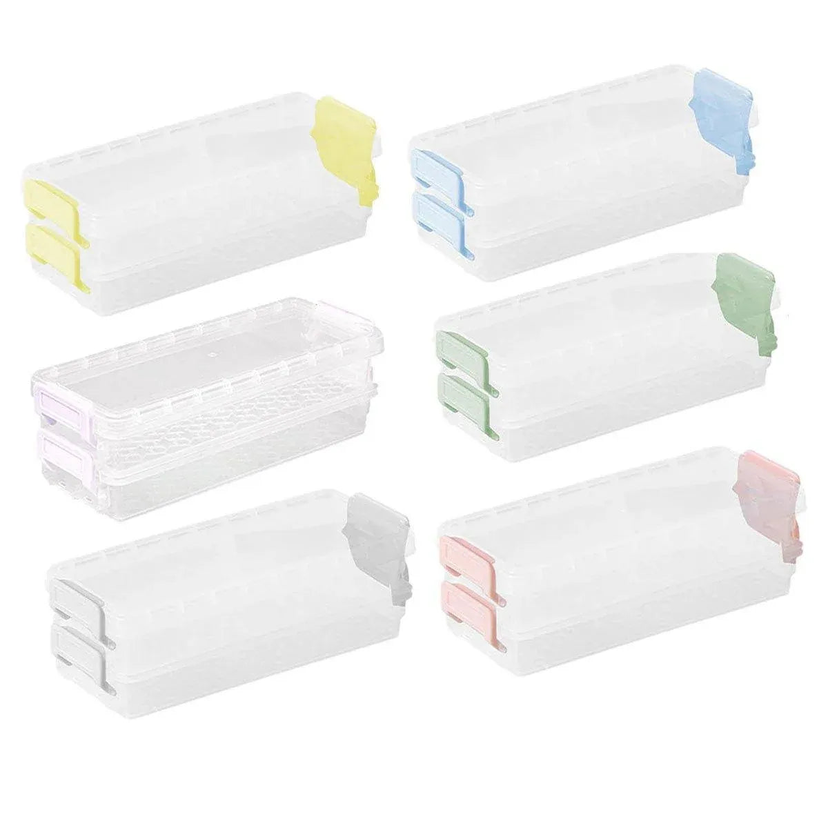 3PCS Clear Plastic Desktop Storage Box 2 Layer Holder DIY Stationery Pencil Case - Yellow