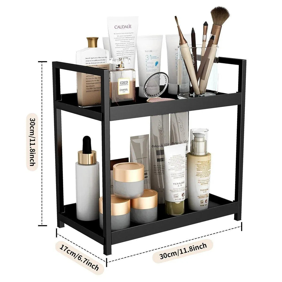 Multi-layer Cosmetic Storage Rack Desktop Organizer for Bathroom Dormitory Use - Black