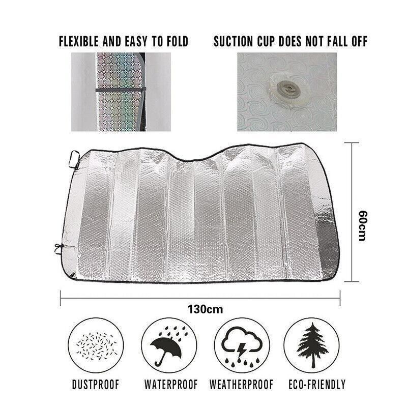 Car Windscreen Sun Shade Heat Reflective Windshield Front Rear Window Uv Block - 140*70