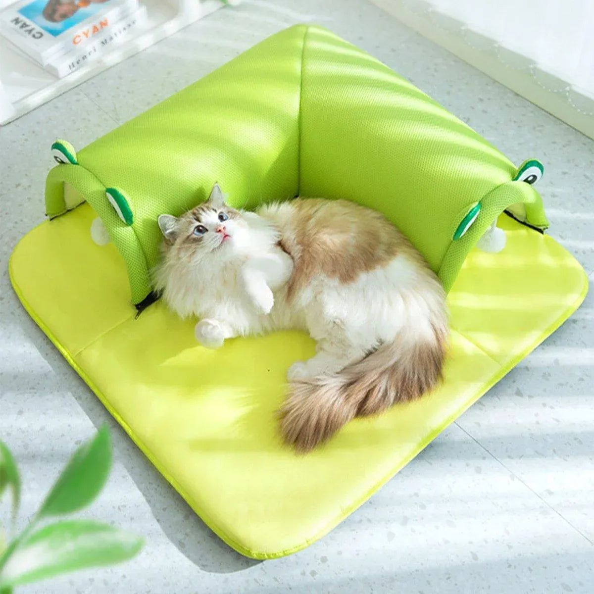 Washable Cat Tunnel Nest Corner Passage Cat House Easy Clean Pet Furniture - Green-M