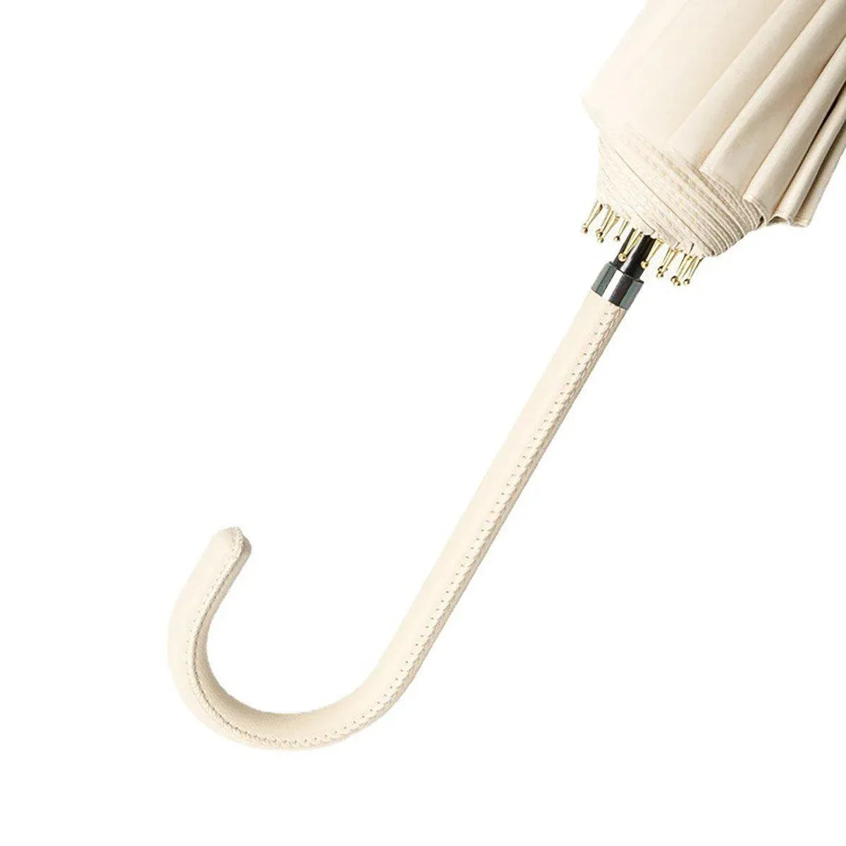 Large 16 Bone Automatic Umbrella Unisex Long Handle Dual Use Rain Sun Umbrella - White