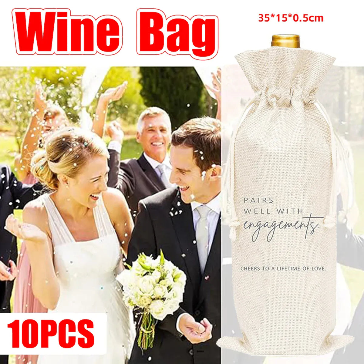 10CPS Wine Bottle Gift Bag Single Bottole for Christmas Birthday Party Present