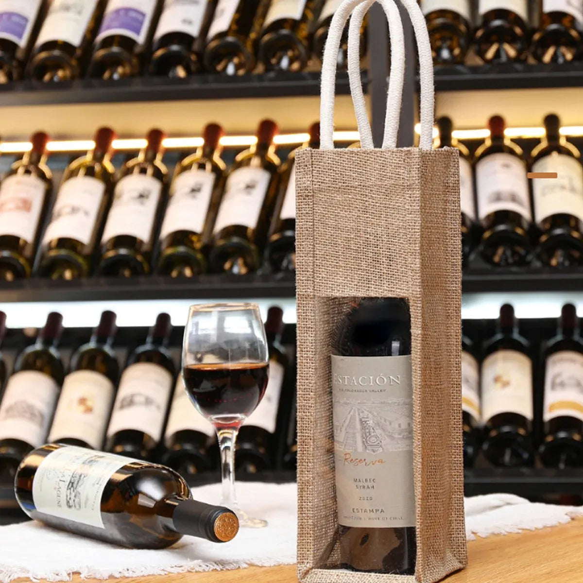 5PCS Wine Bottle Bags Tote Carrier Gift Bag Durable Single or Double Bottles - 2