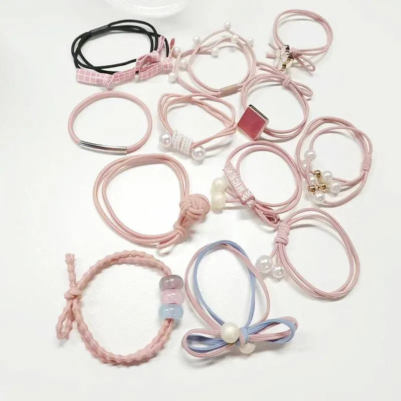 Women Elastic Hair Band Ponytail Holder Girl Rubber Rope Ties Gum Headwear Craft - Mixed Colour