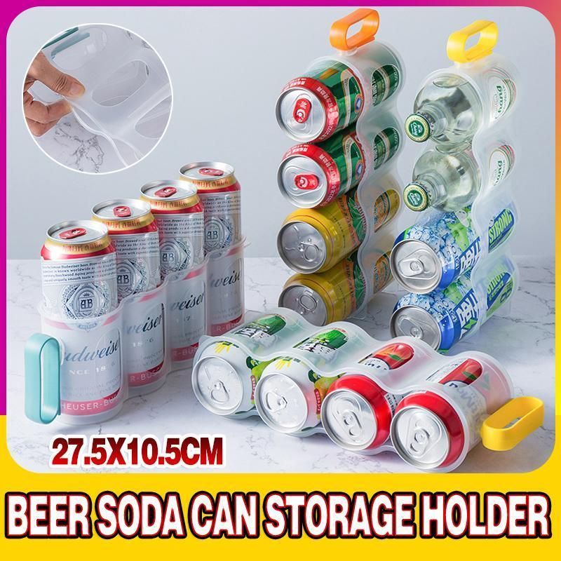 Beer Soda Can Storage Holder Kitchen Fridge Space Saver Rack Organizer 1-3PCS - Orange