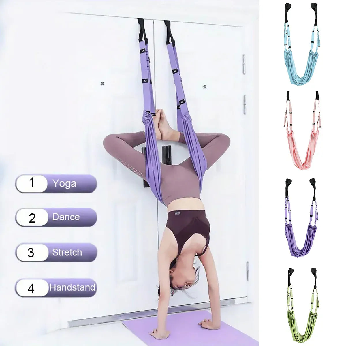 Air Yoga Rope Elastic Stretch Belt Inversion Training Strap Handstand Fitness - Green