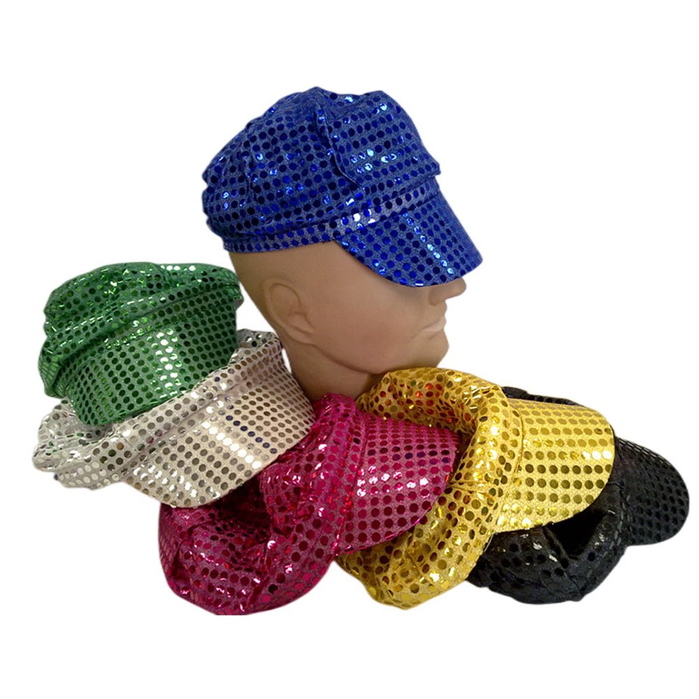 Party Caps with sequins assorted colours - Silver