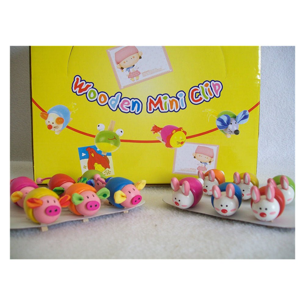 6 X packs of 6 Wooden mini clips