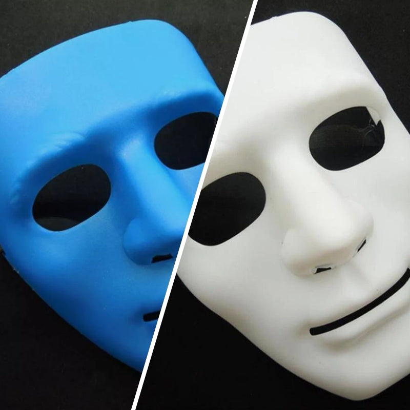 2x Robot Plain Mask Purge Style Halloween Scary Ghost Blank Mask Unisex - 1xBlue +1xWhite