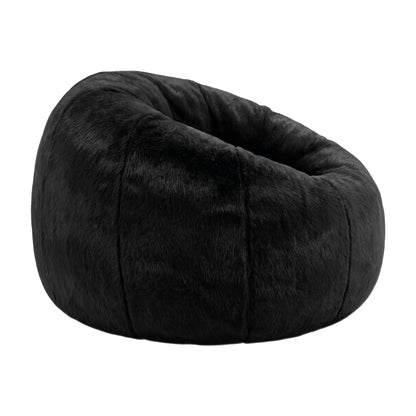 Artiss Bean Bag Chair Cover (No Filler) Soft Faux Fur Beanbag Cover Large Round Stuffed Animal Storage Bean Bag Cover Washable Lazy Sofa Cover for Adults Kids Teens, Black