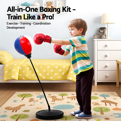 Everfit Kids Punching Bag Stand Set Adjustable 76-112cm with Gloves & Pump