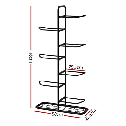 Everfit Ball Storage Rack Sports Equipment Organizer 7-Tier Holder for Garage Gym Black