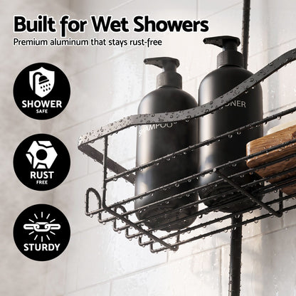 Artiss Shower Caddy Hanging Bathroom Organiser Over Head Black