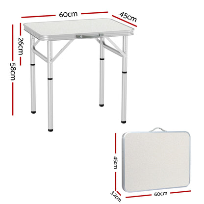 Weisshorn Folding Camping Table 60CM Adjustable Portable Outdoor Picnic Desk