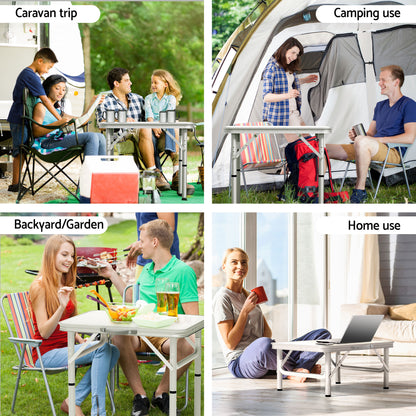 Weisshorn Folding Camping Table 60CM Adjustable Portable Outdoor Picnic Desk