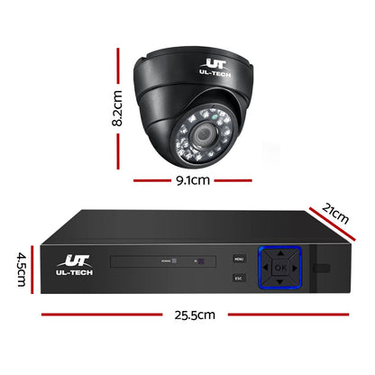 UL-TECH 1080P Security Camera System 4CH DVR with 4 CCTV Dome Cameras