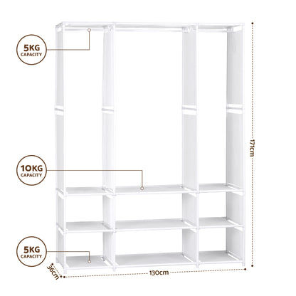 Artiss Large Portable Clothes Closet Wardrobe with Open Shelf White