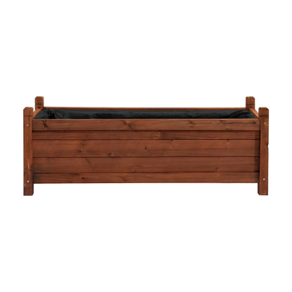 Green Fingers Garden Bed Wooden Planter Box Raised Container Growing 90x30x33cm Brown