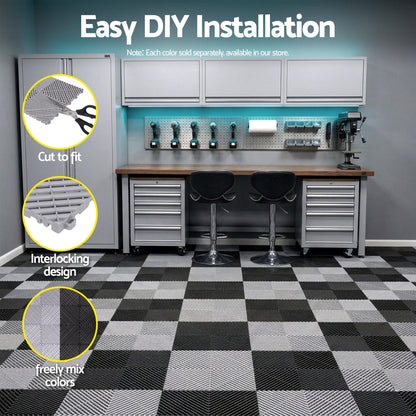 Giantz 20PCS Garage Floor Tiles Interlocking Drainage Non-Slip Tiles Heavy Duty for Workshop Grey