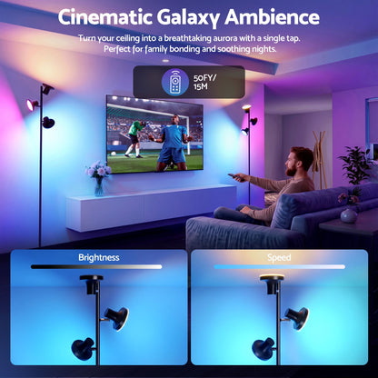 Artiss RGB Floor Lamp LED with 3 Swivel Lights Color Changing Lamp with Remote Stepless Dimmable