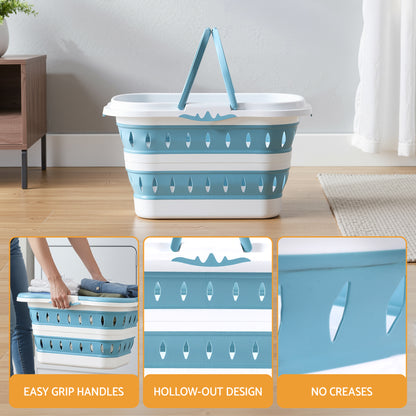 Artiss Laundry Basket Hamper Large Foldable Washing Clothes Storage Organiser Blue
