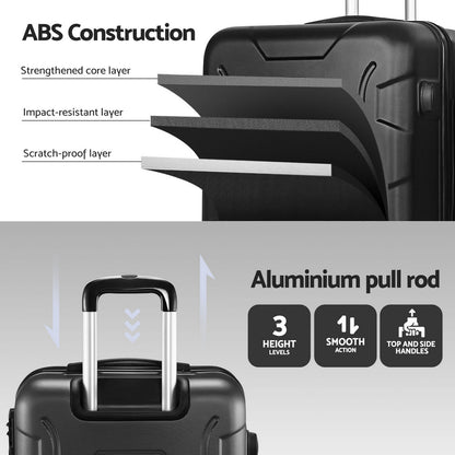Wanderlite 28 Inch Luggage with TSA Lock Spinner Travel Suitcase Carry On Hard Shell Luggage Case Black