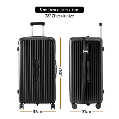 Wanderlite 28" Trunk Luggage Suitcase Travel 5 Wheels Type-C Port TSA Black