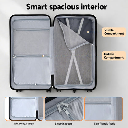 Wanderlite 28" Trunk Luggage Suitcase Travel 5 Wheels Type-C Port TSA Orange