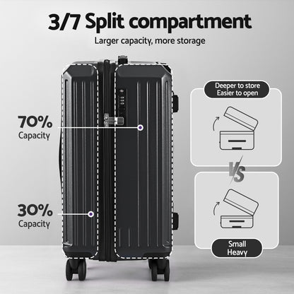 Wanderlite 20" Trunk Luggage Suitcase Travel Carry On TSA Lock Black