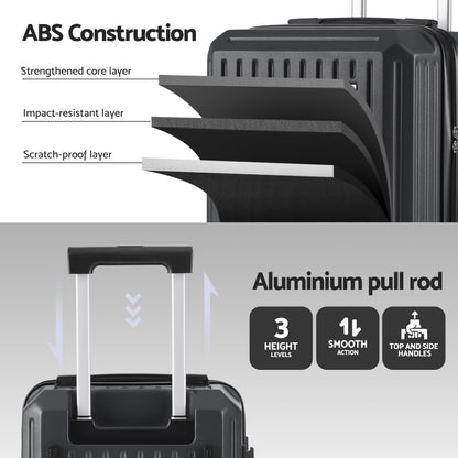 Wanderlite 20" Trunk Luggage Suitcase Travel Carry On TSA Lock Black