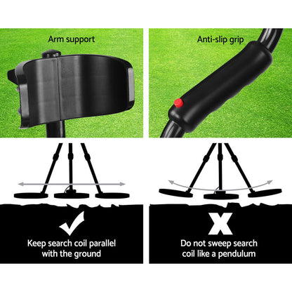 Metal Detector 180MM Deep Sensitive Water Resistant Treasure Hunter Gold Digger Black