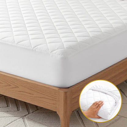 Giselle Waterproof Mattress Protector 100% Cotton Quilted Fitted Cover Single