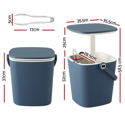 Gardeon 2-in-1 Outdoor Bar Table Portable Ice Bucket Cooler 15L Tong Blue