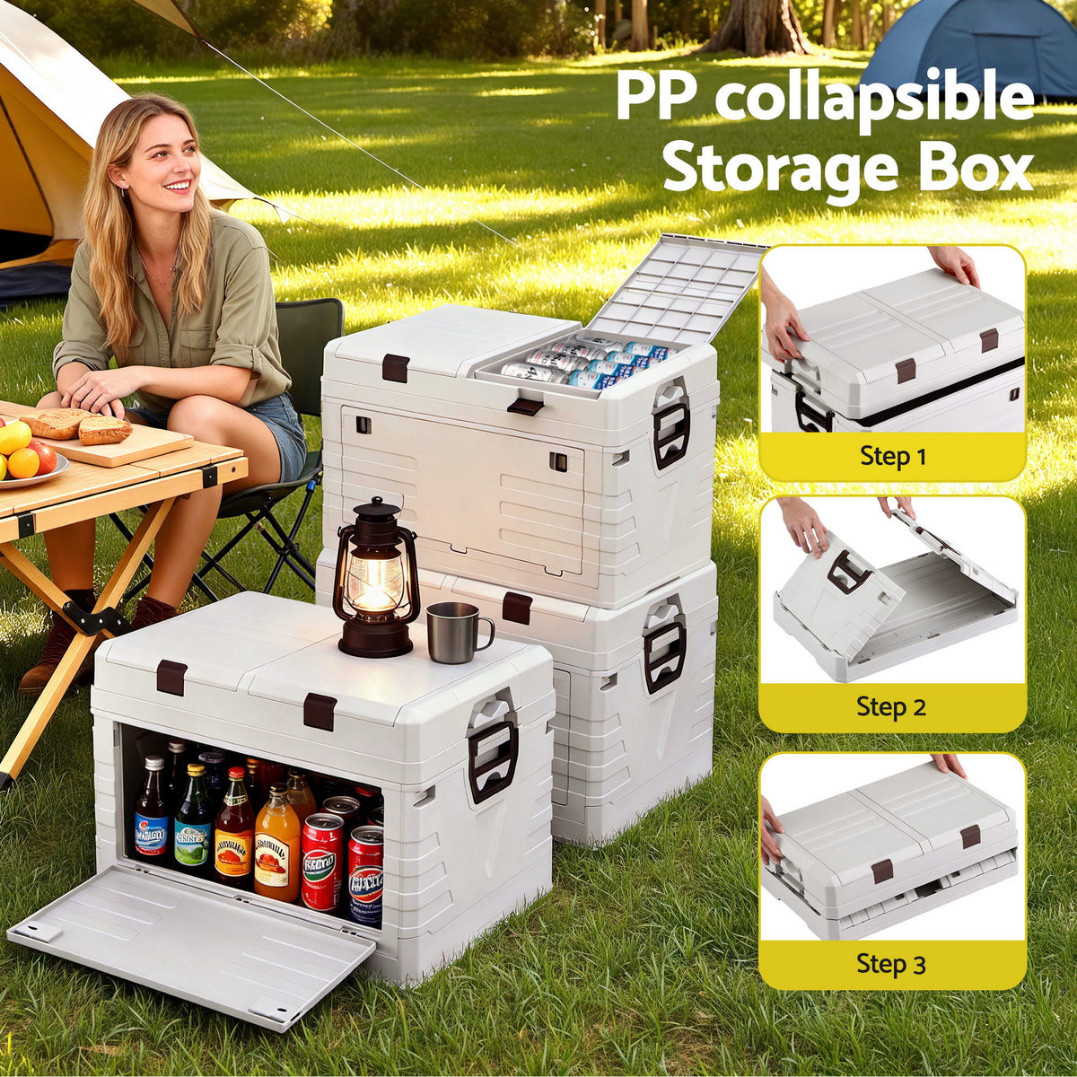 Gardeon 80L Outdoor Storage Box Foldable Camping Collapsible Bins Organizer