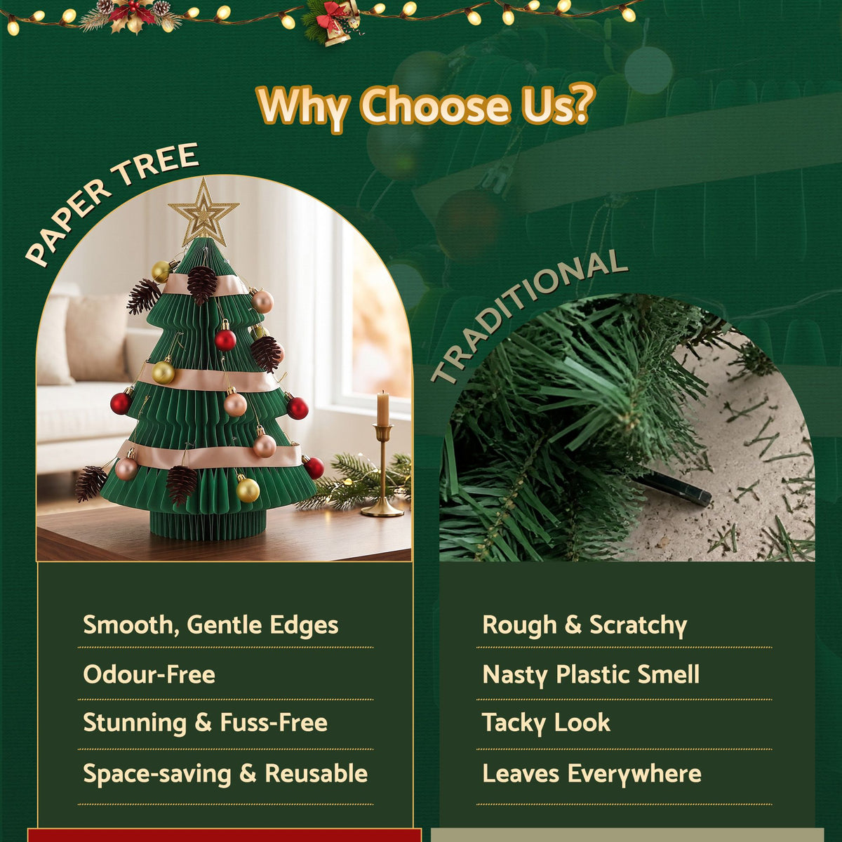 Jingle Jollys Folding Christmas Tree 47CM Xmas Table Decorations Green DIY Kit