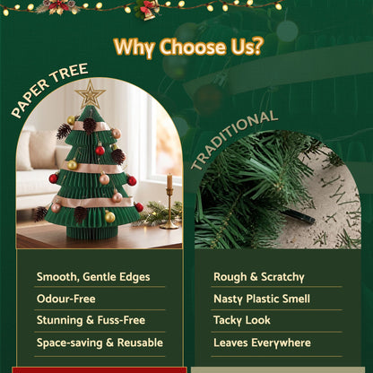 Jingle Jollys Folding Christmas Tree 47CM Xmas Table Decorations Green DIY Kit