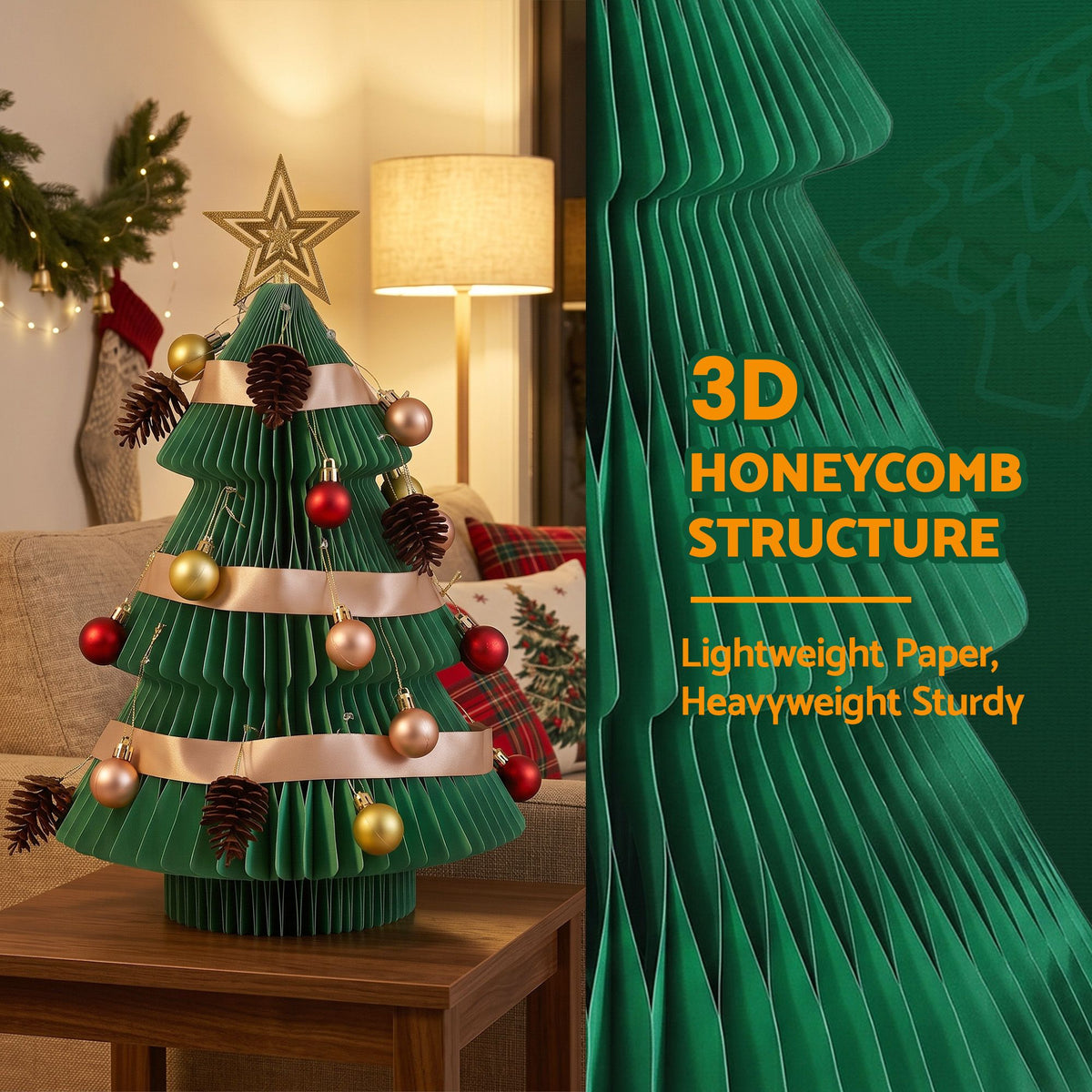 Jingle Jollys Folding Christmas Tree 47CM Xmas Table Decorations Green DIY Kit