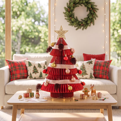 Jingle Jollys Folding Christmas Tree 47CM Xmas Table Decorations Red