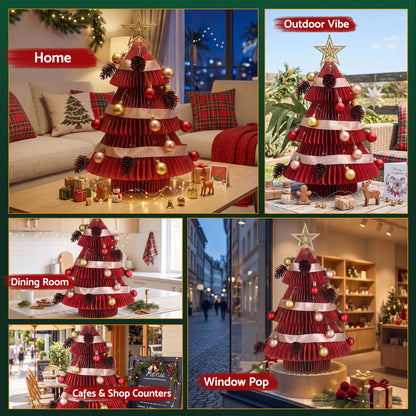Jingle Jollys Folding Christmas Tree 47CM Xmas Table Decorations Red