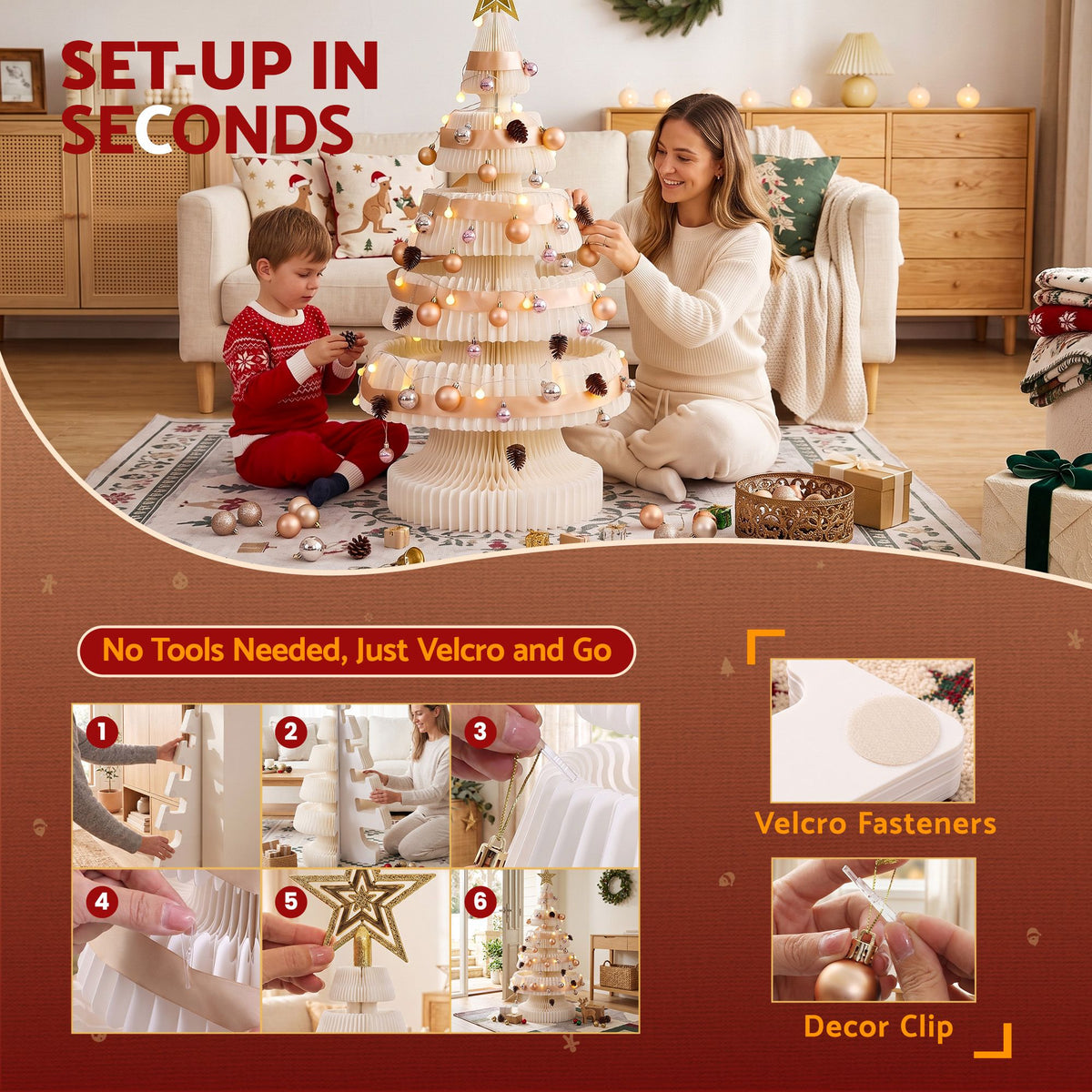 Jingle Jollys Prelit Christmas Tree Decorations 114CM Foldable Quick Setup White
