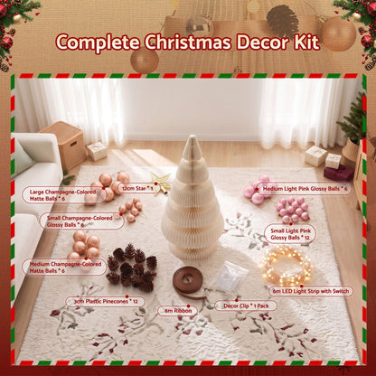Jingle Jollys Prelit Christmas Tree Decorations 114CM Foldable Quick Setup White