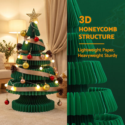 Jingle Jollys 3D Honeycomb Paper Christmas Tree Kit For Home Office Cafe Outdoor