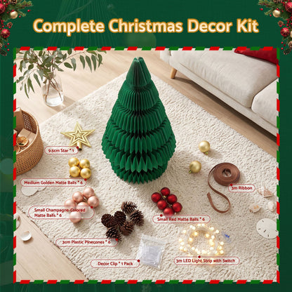 Jingle Jollys 3D Honeycomb Paper Christmas Tree Kit For Home Office Cafe Outdoor