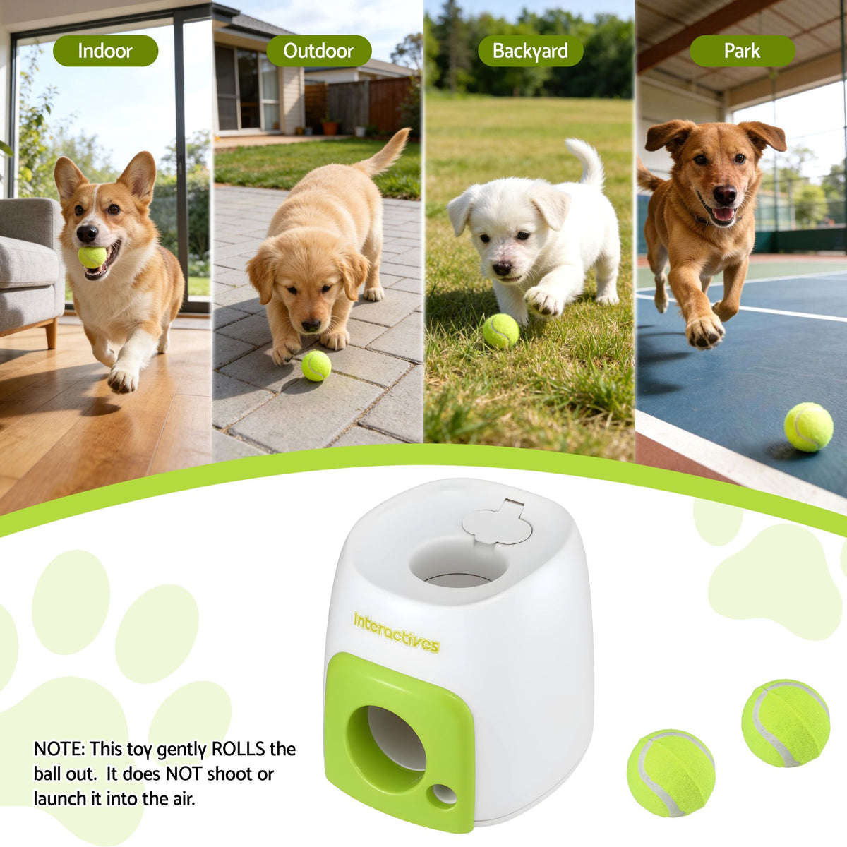 i.Pet 2-in-1 Interactive Dog Treat Dispenser Toy with 2 Balls Green
